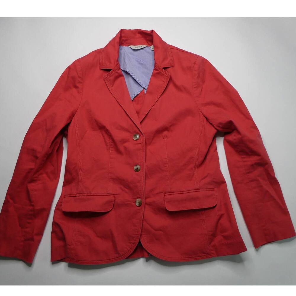 LL Bean 3 Button cotton Blazer Jacket Size medium, NEW